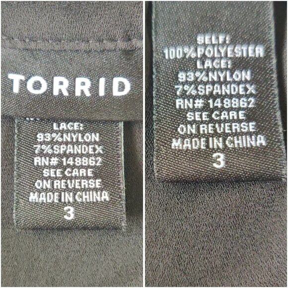 Torrid Georgette lace trimmed mock neck keyhole blouse sz 3 - Picture 11 of 12